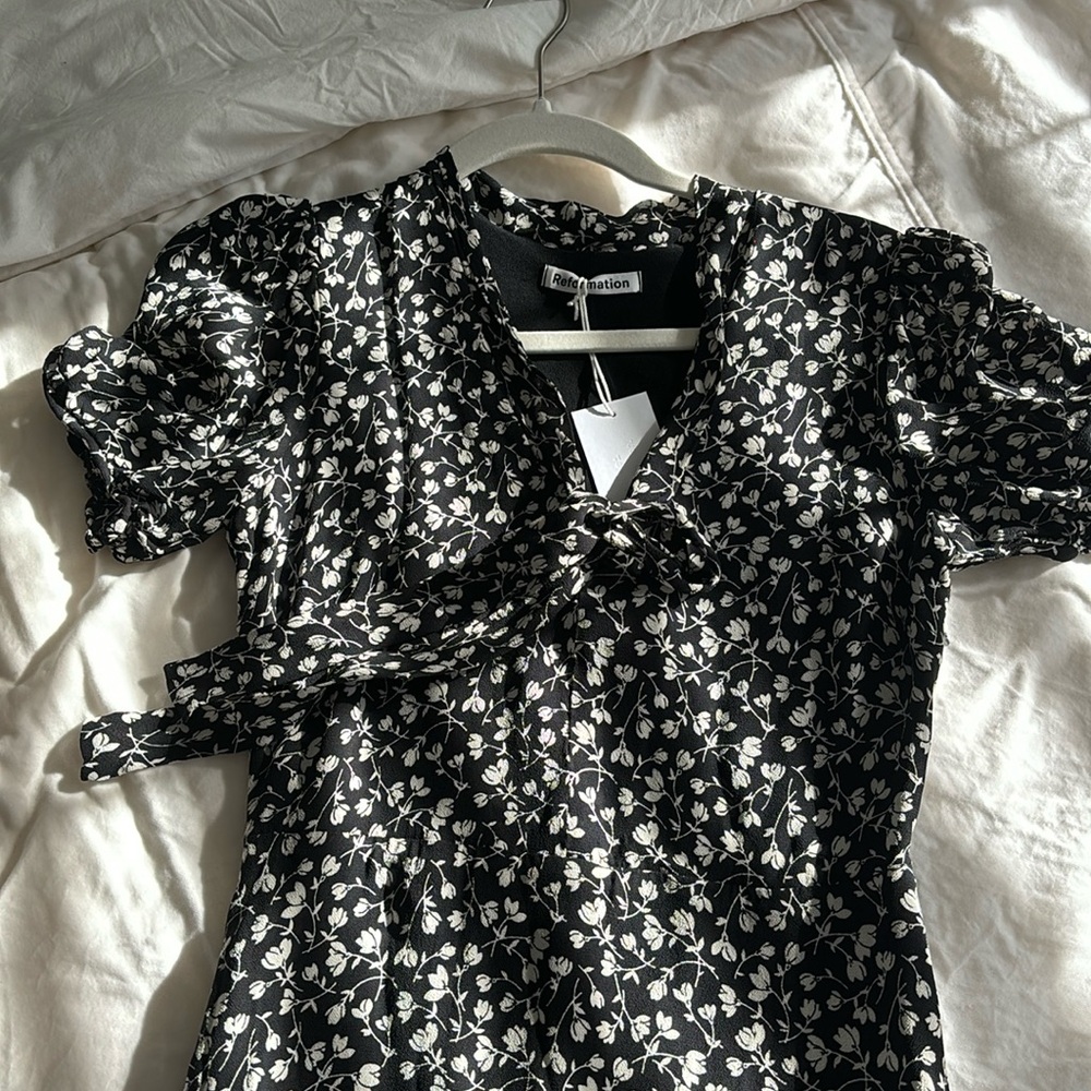 Reformation black and white flower dress